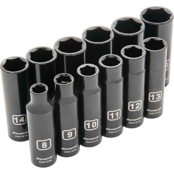 Tools 3/8" Dr 12Pcs 6 Point Metric, Deep Impact Socket Set, 8mm - 19mm